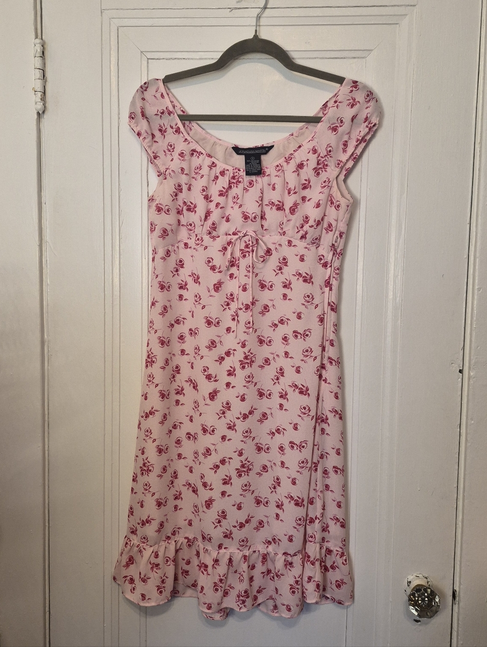 True Vintage Y2K Jonathan Martin Digital Floral Midi Dress Peasant Neckline